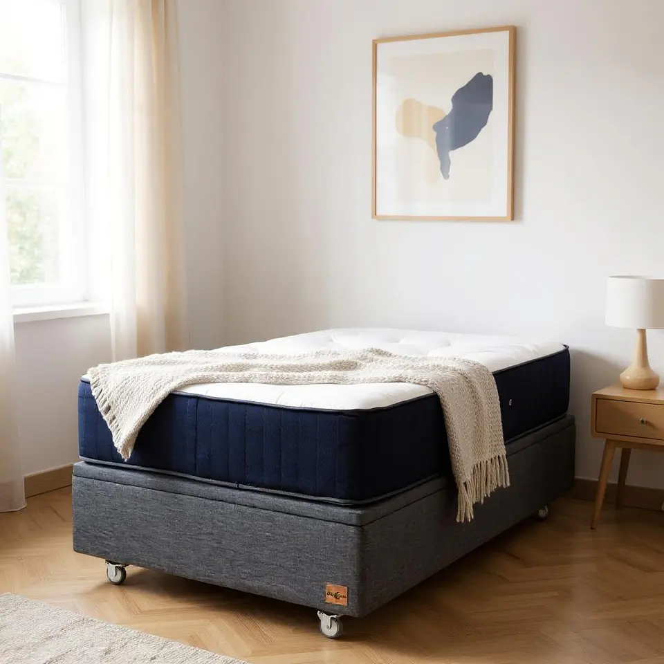 Cama Baul 1.5 Plaza + Colchon CIC / Con Ruedas (Gris) 5
