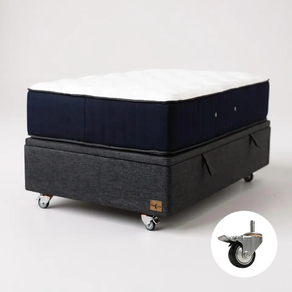 Cama Baul 1.5 Plaza + Colchon CIC / Con Ruedas (Gris) 11