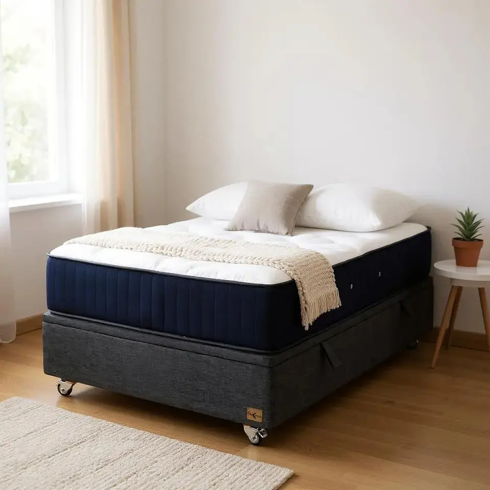 Cama Baul 1.5 Plaza + Colchon CIC / Con Ruedas (Gris) 9