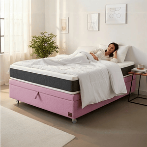 Cama Baul 1.5 Plaza + Colchon Ortopedic 105 x 190 cm / Con Ruedas (Rosa)