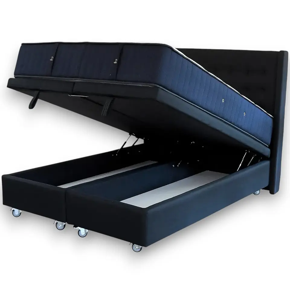 Cama Baul Full Dividida + Colchon CIC + Respaldo / Con Ruedas (Negro) 8
