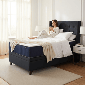 Cama Baul 1.5 Plaza + Colchon CIC + Respaldo / Con Patas (Negro)