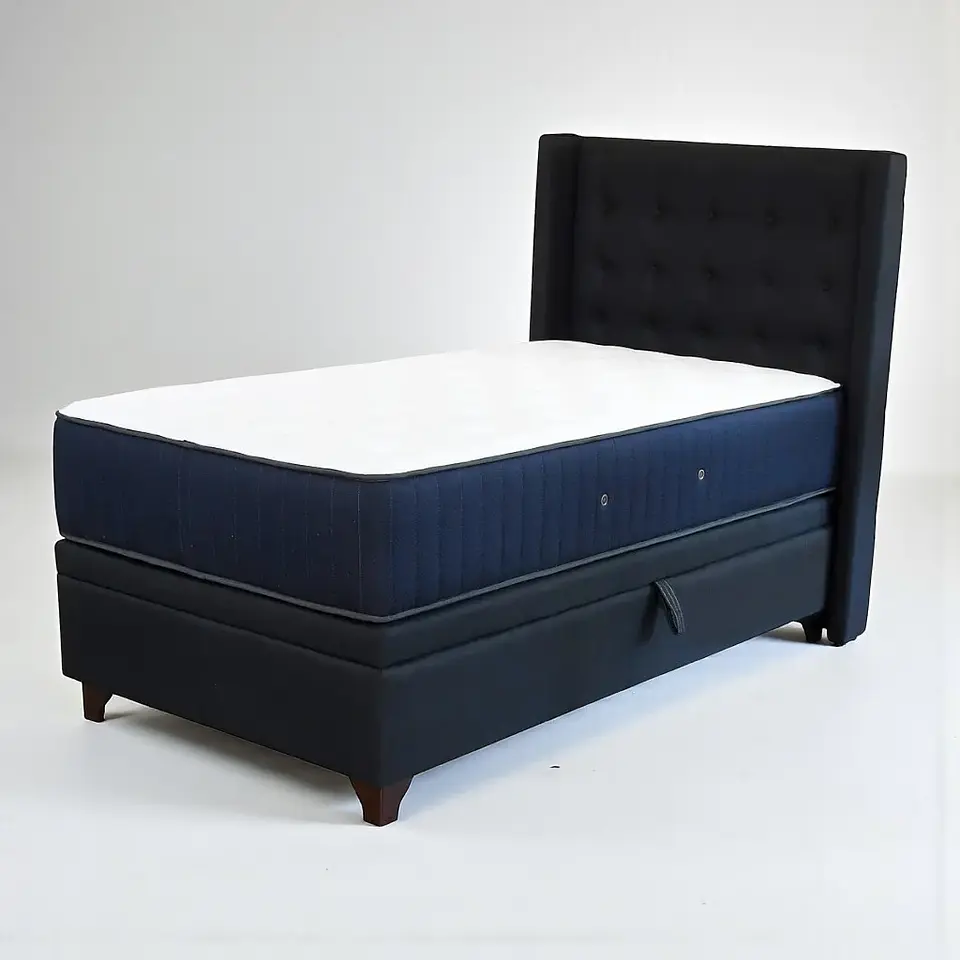 Cama Baul 1 Plaza + Colchon CIC + Respaldo / Con Patas (Negro) 2