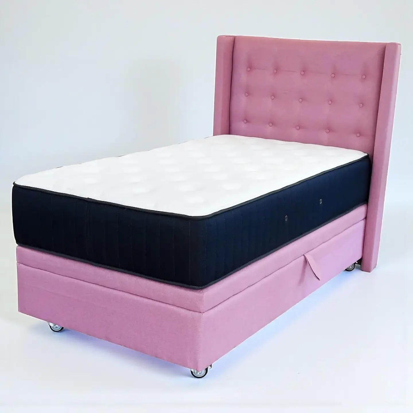 Cama Baul 1 Plaza + Colchon CIC + Respaldo / Con Ruedas (Rosa) 7