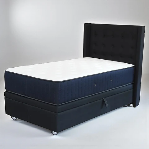 Cama Baul 1.5 Plaza + Colchon CIC + Respaldo / Con Ruedas (Negro)