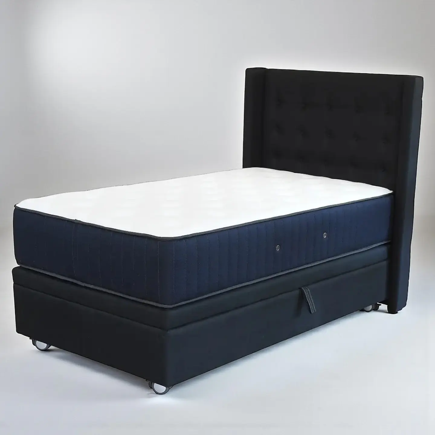 Cama Baul 1.5 Plaza + Colchon CIC + Respaldo / Con Ruedas (Negro) 2
