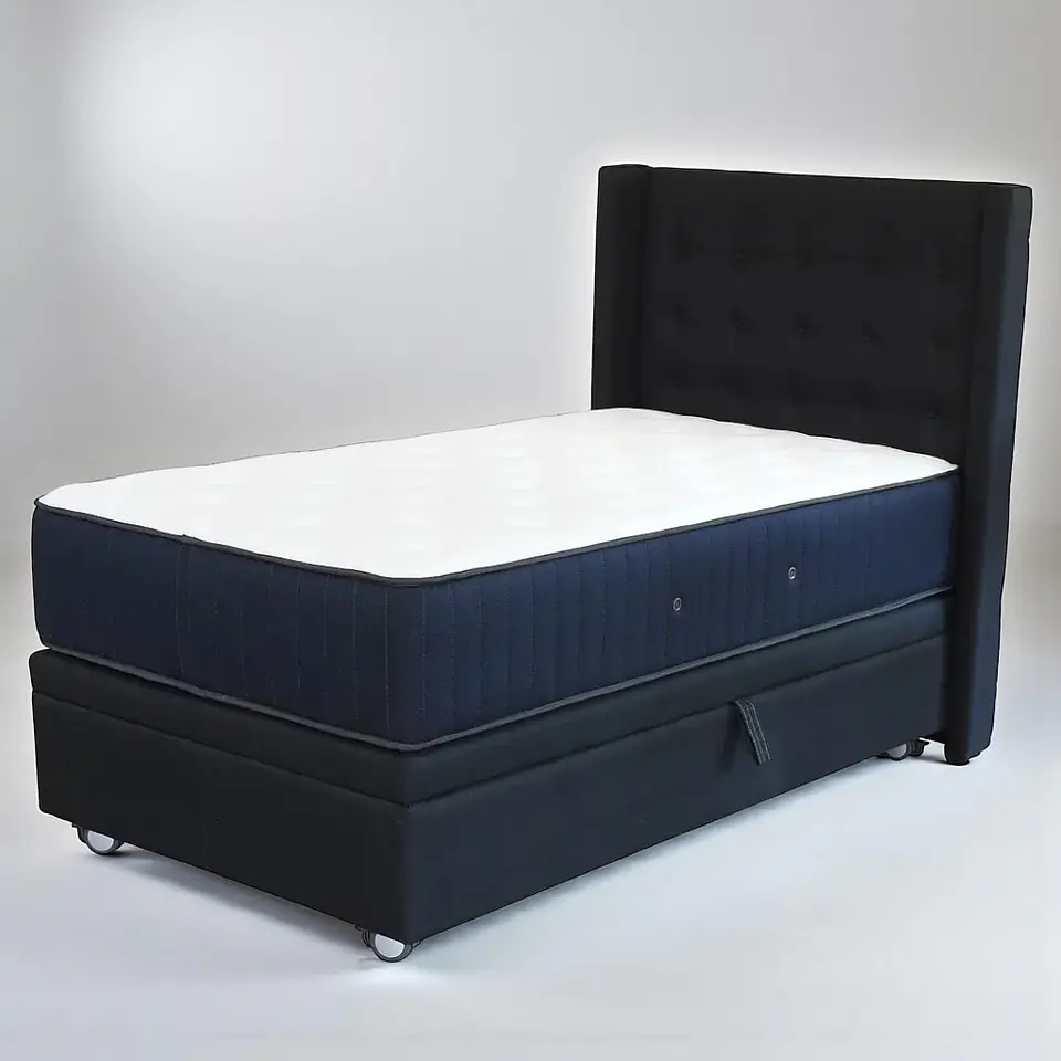 Cama Baul 1.5 Plaza + Colchon CIC + Respaldo / Con Ruedas (Negro) 2