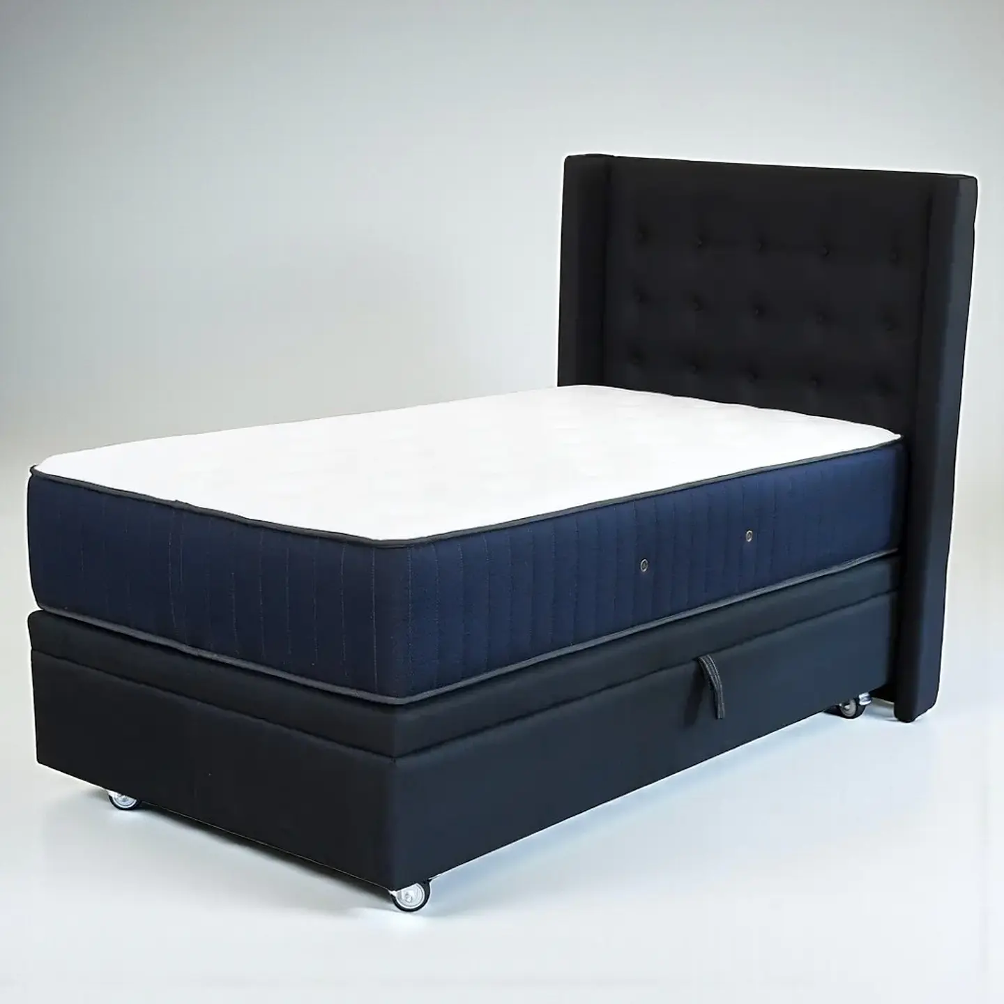 Cama Baul 1.5 Plaza + Colchon CIC + Respaldo / Con Ruedas (Negro) 7