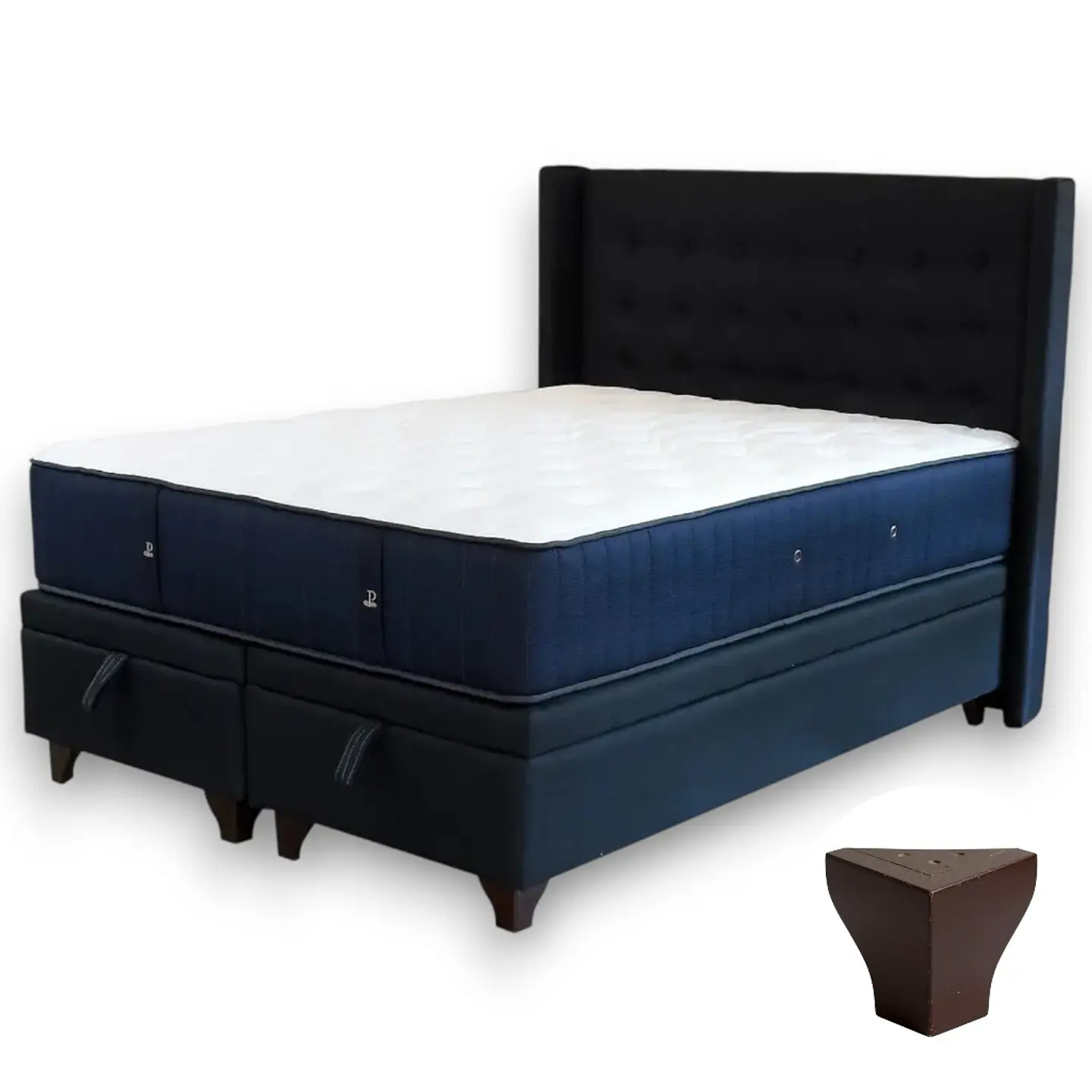 Cama Baul 2 Plazas + Colchon CIC + Respaldo / Con Patas (Negro) 5