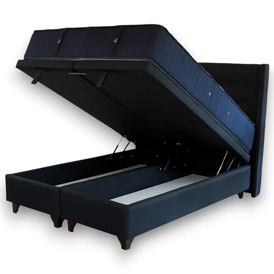 Cama Baul 2 Plazas + Colchon CIC + Respaldo / Con Patas (Negro) 2