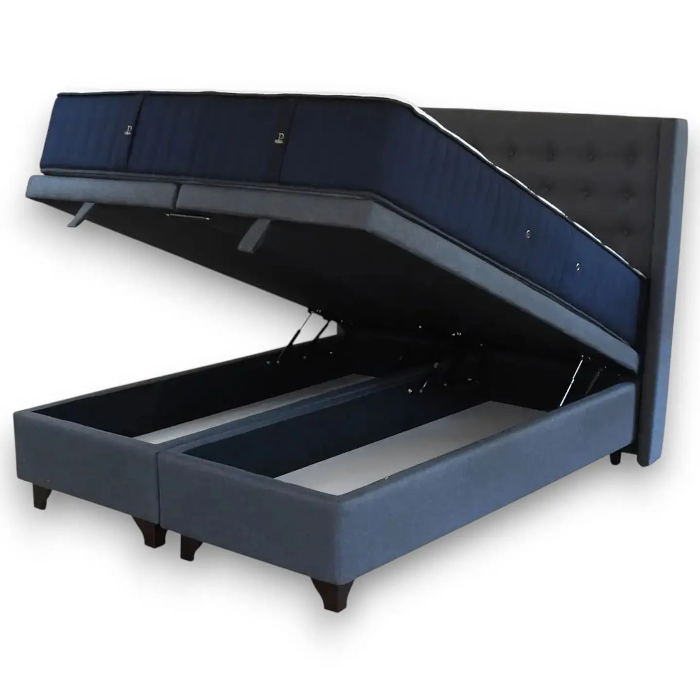 Cama Baul King + Colchon CIC + Respaldo / Con Patas (Gris) 2
