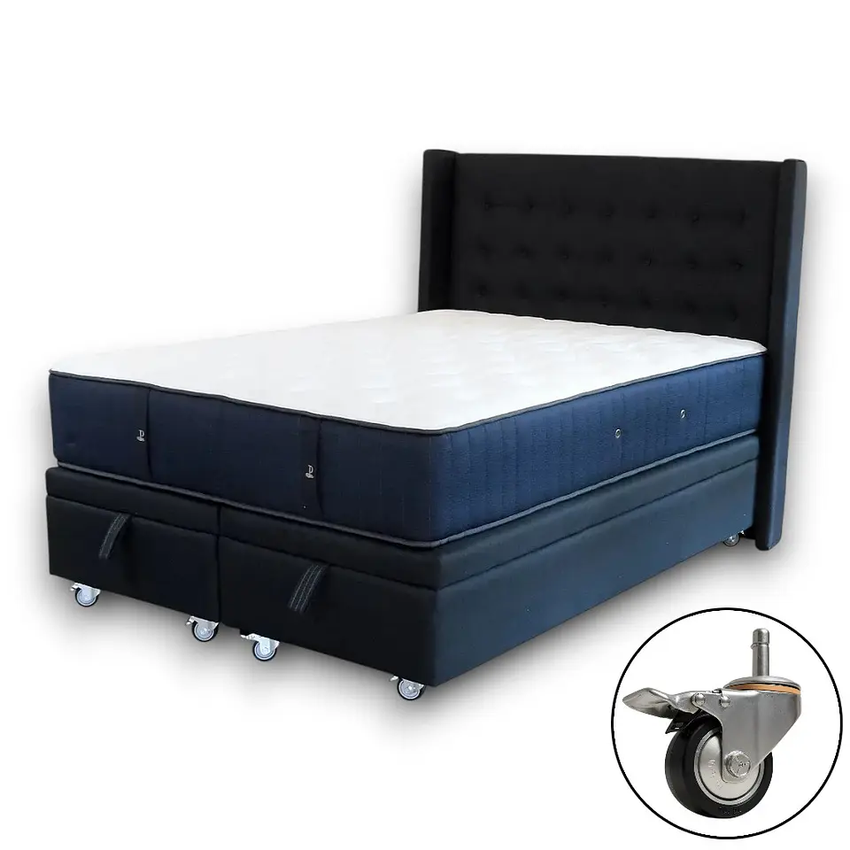 Cama Baul King + Colchon CIC + Respaldo / Con Ruedas (Negro) 9