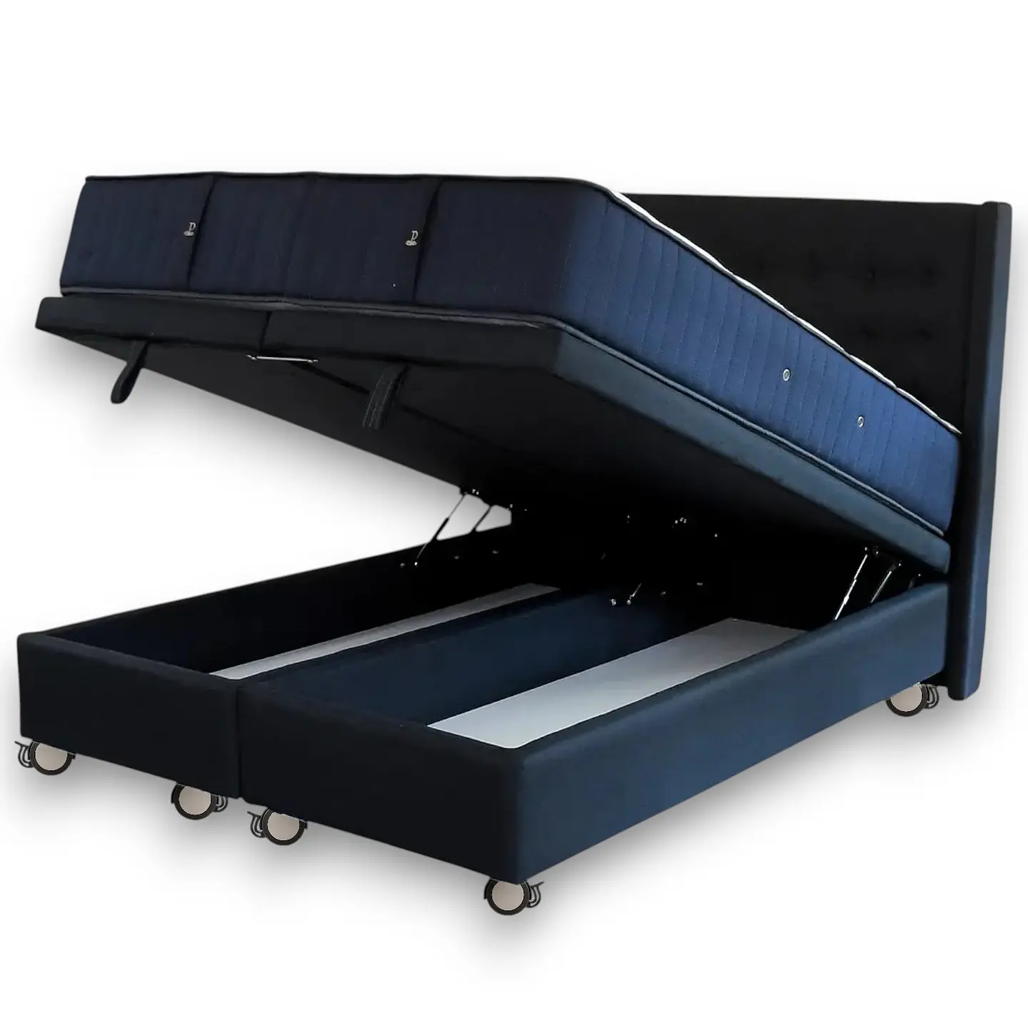 Cama Baul King + Colchon CIC + Respaldo / Con Ruedas (Negro) 2