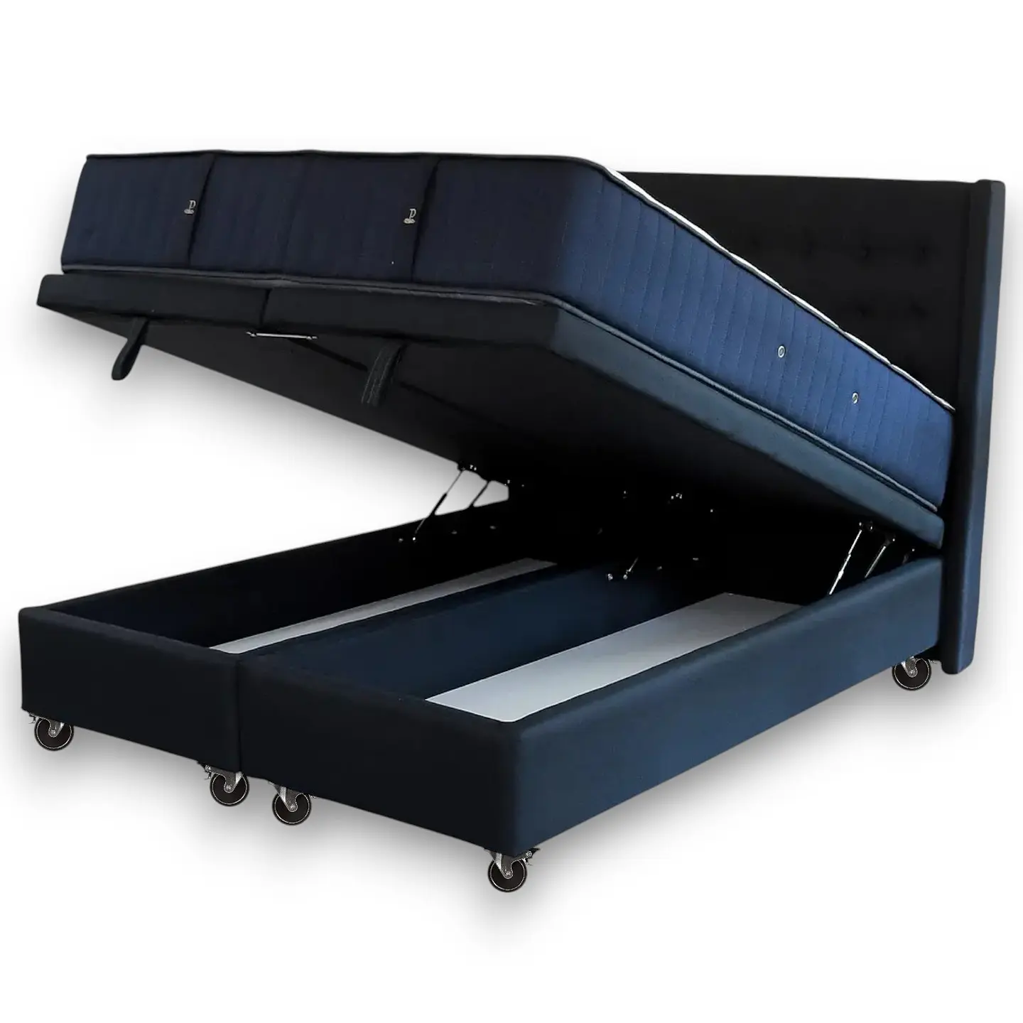 Cama Baul King + Colchon CIC + Respaldo / Con Ruedas (Negro) 5