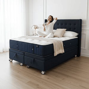 Cama Baul Super King + Colchon CIC + Respaldo / Con Ruedas (Negro)