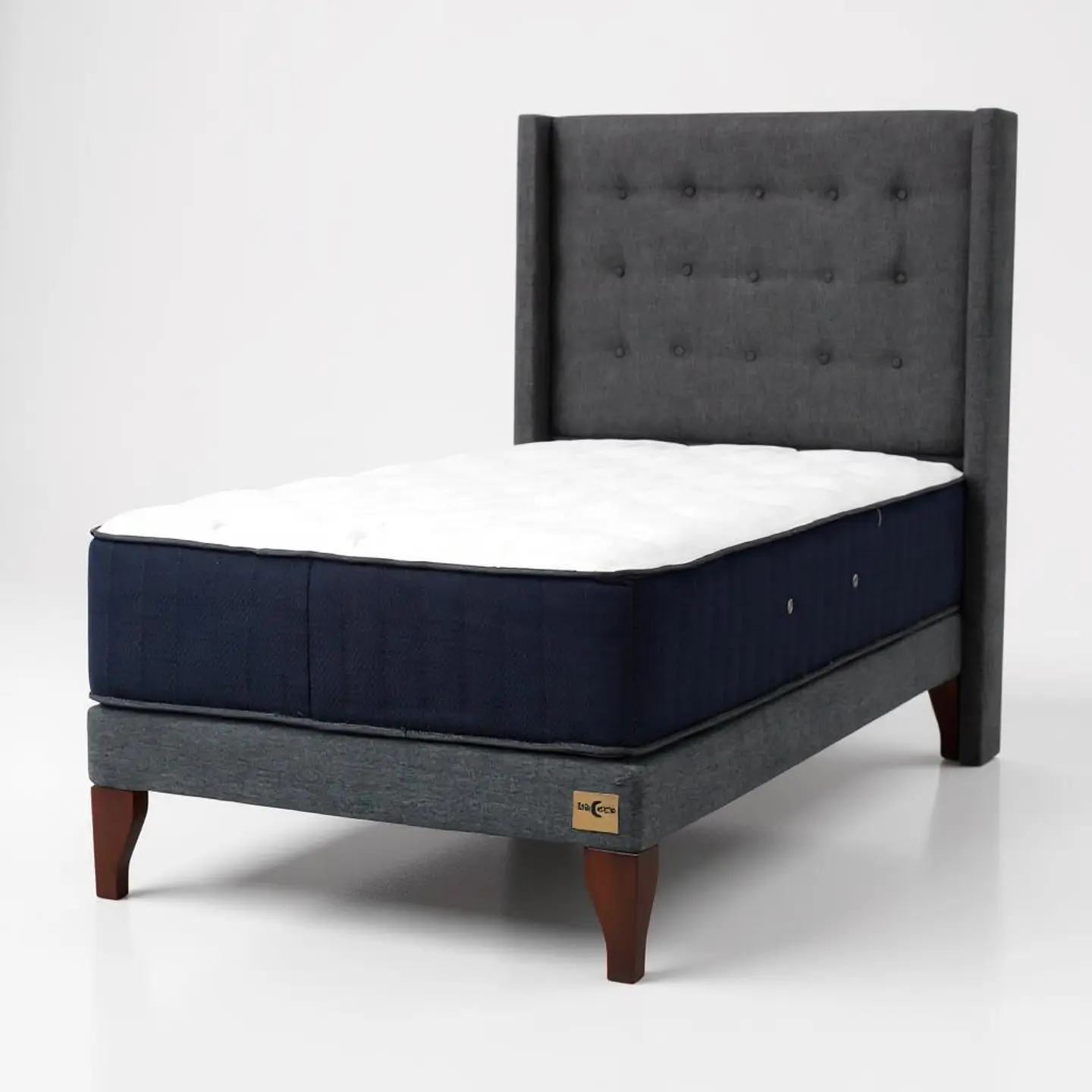 Cama 1.5 Plaza Box 13 cm Colchon CIC + Respaldo + Patas De Madera 8