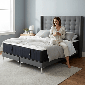 Cama Tradicional Super King + Colchon CIC + Respaldo / Patas De Metal 15 cm