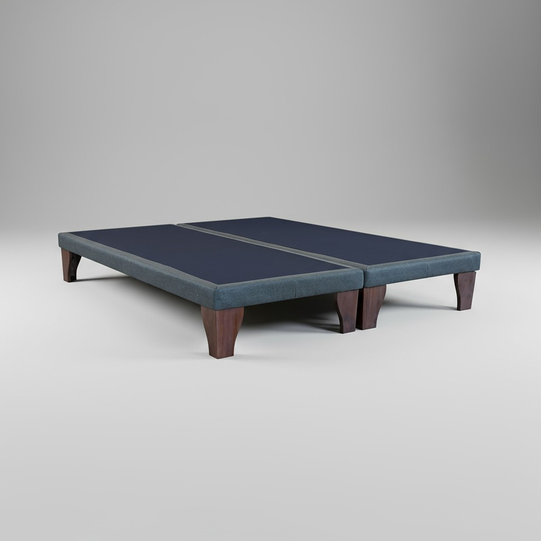 Base Dividida 2 Plazas Box 8 cm / Patas De Madera 7