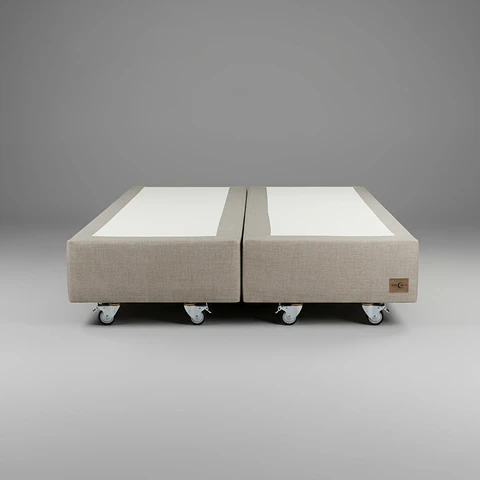 Base Tradicional Dividida 2 Plazas Box 30 cm / Dif. Ruedas (Beige)