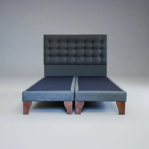 Base Para Cama Full Dividida - Con Respaldo A Piso / Boton Capitonne 