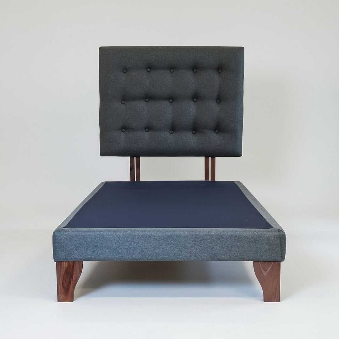 Base Para Cama Full Unica - Con Respaldo / Boton Capitonne 2