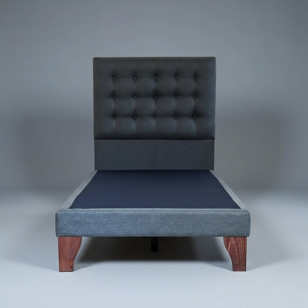 Base Para Cama De 1.5 Plaza Unica - Con Respaldo / Boton Capitonne 1