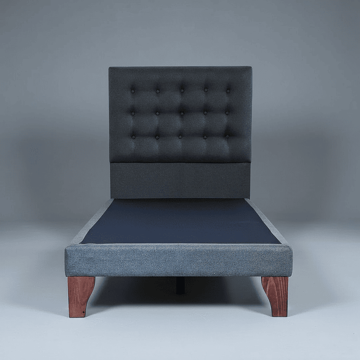 Base Para Cama De 1.5 Plaza Unica - Con Respaldo / Boton Capitonne 1