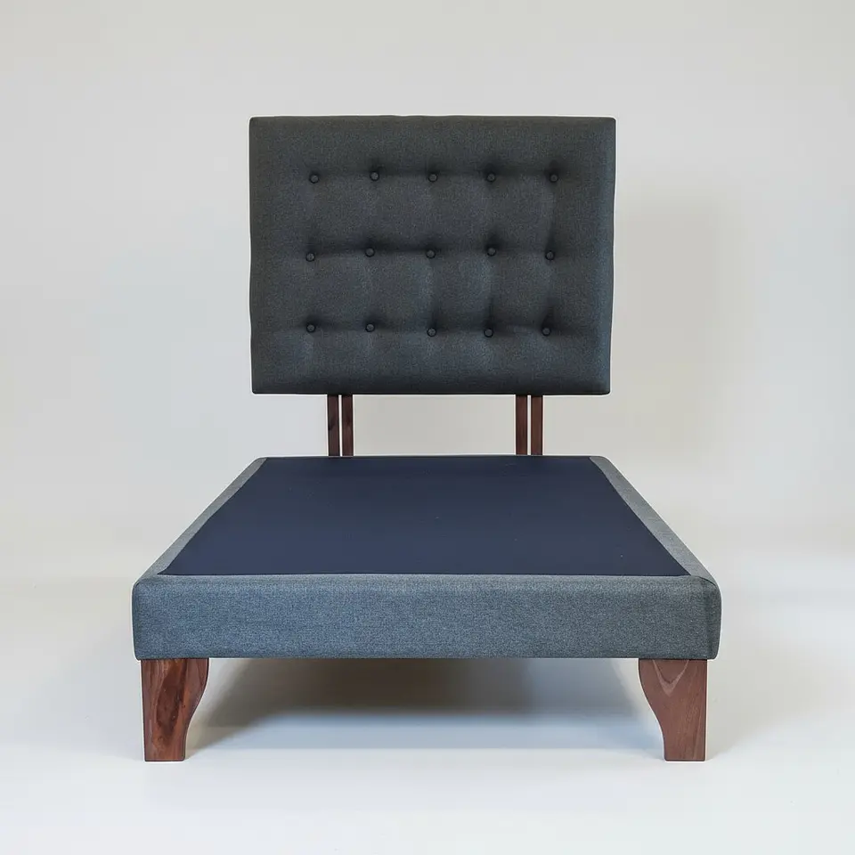 Base Para Cama De 1.5 Plaza Unica - Con Respaldo / Boton Capitonne 2