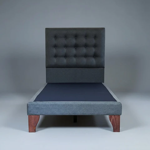 Base Para Cama De 1 Plaza Unica - Con Respaldo / Boton Capitonne