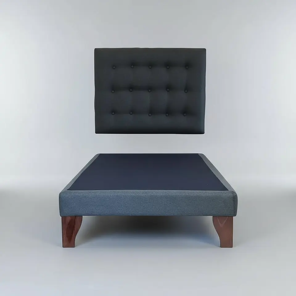 Base Para Cama De 1 Plaza Unica - Con Respaldo / Boton Capitonne 3