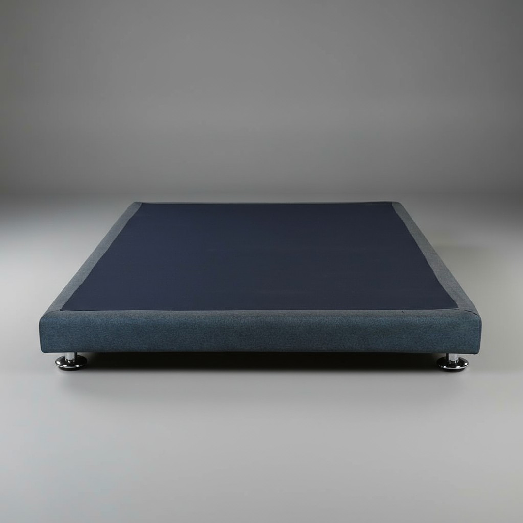 Base de Cama Full Unica Box 8 cm Tipo Montessori - Con Patas Metalicas (Gris) 1