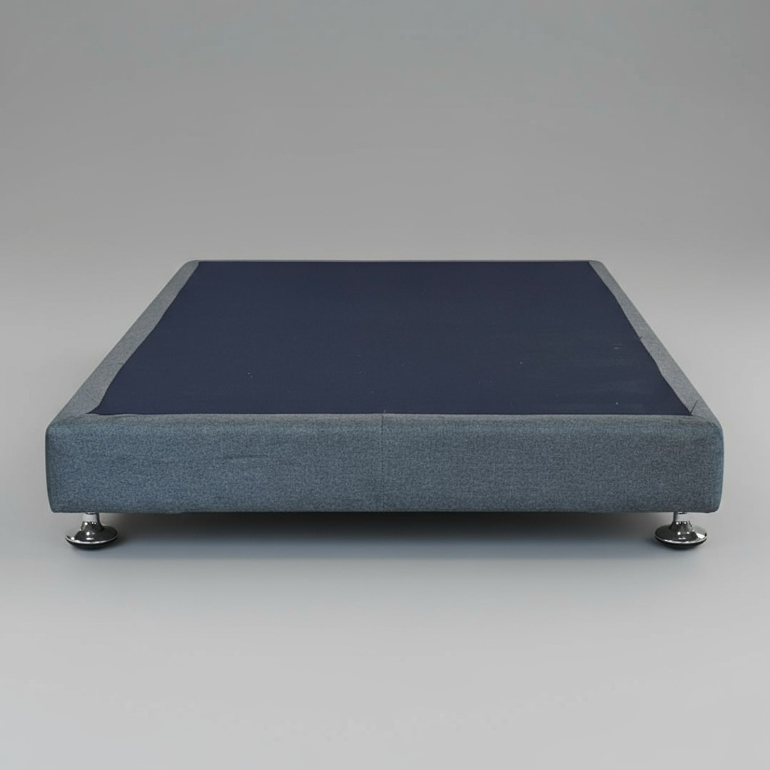 Base de Cama Full Unica Box 13 cm Tipo Montessori - Con Patas Metalicas (Gris) 1