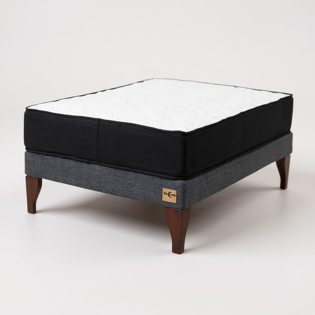 Cama 1.5 Plaza Colchon Black - Patas De Madera 1