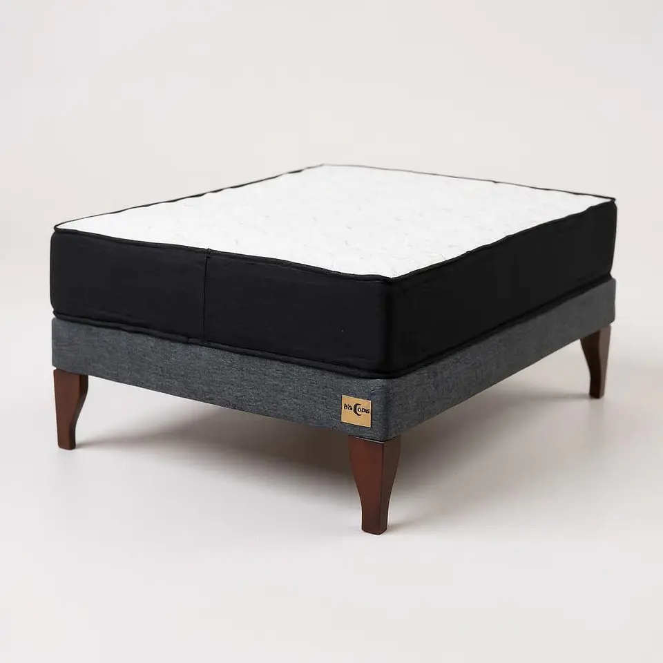 Cama 1.5 Plaza Colchon Black - Patas De Madera 1