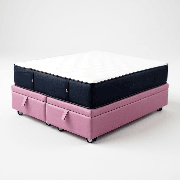 Cama Baul 2 Plazas + Colchon CIC / Con Ruedas (Rosa) 1