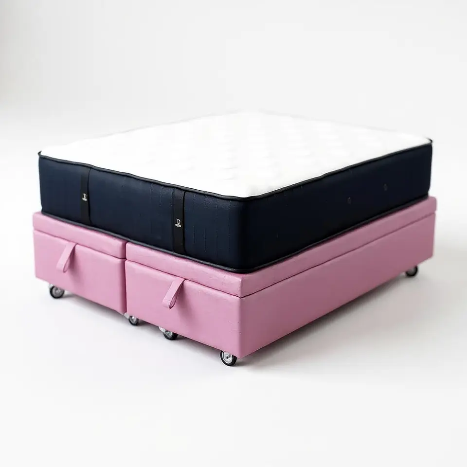 Cama Baul 2 Plazas + Colchon CIC / Con Ruedas (Rosa) 7