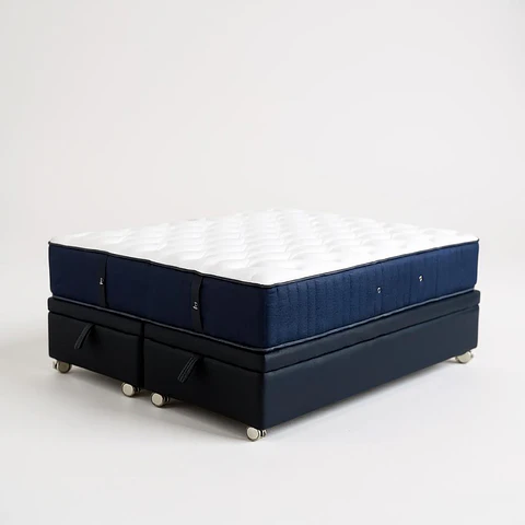 Cama Baul 2 Plazas + Colchon CIC / Con Ruedas (Negro)