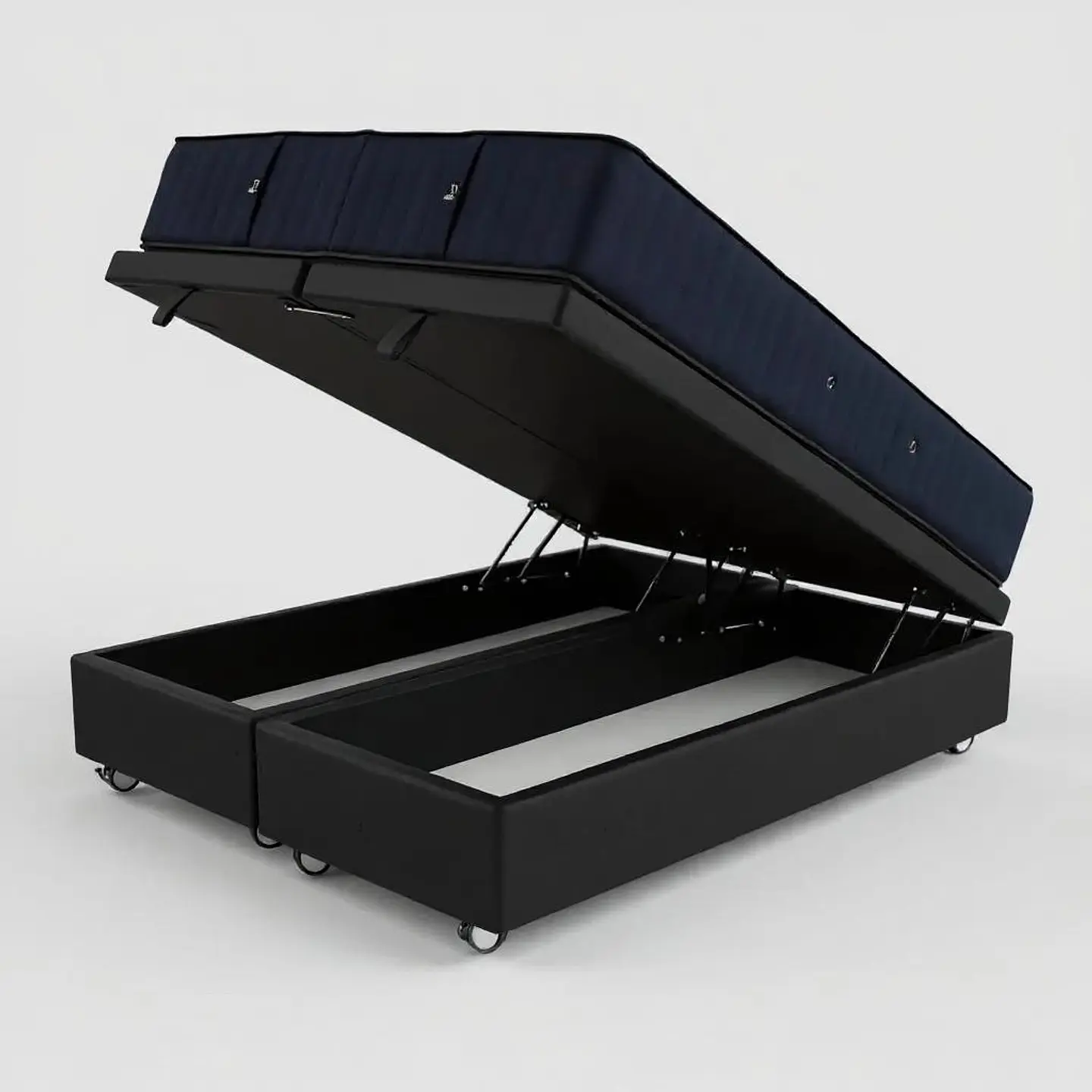 Cama Baul 2 Plazas + Colchon CIC / Con Ruedas (Negro) 2