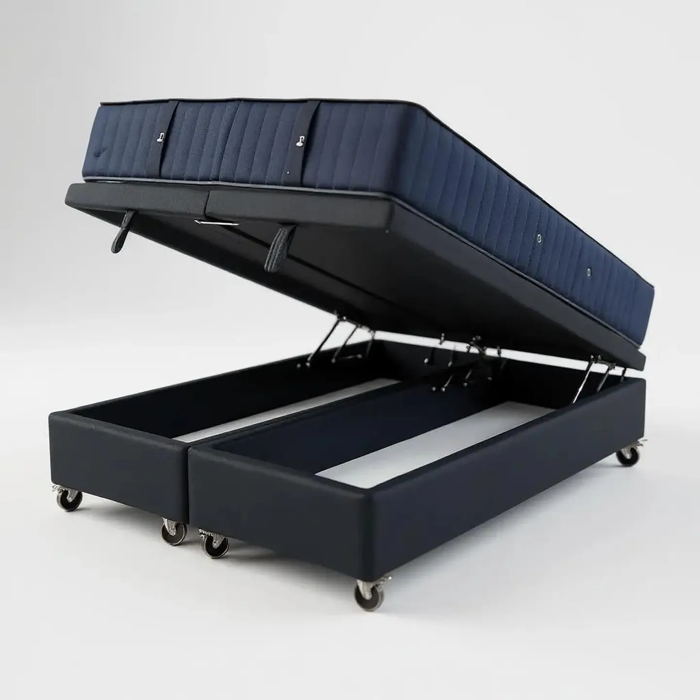 Cama Baul 2 Plazas + Colchon CIC / Con Ruedas (Negro) 4