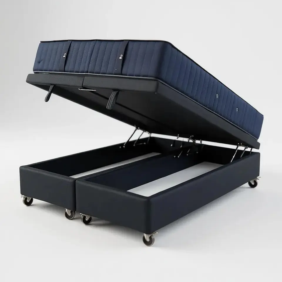Cama Baul 2 Plazas + Colchon CIC / Con Ruedas (Negro) 4