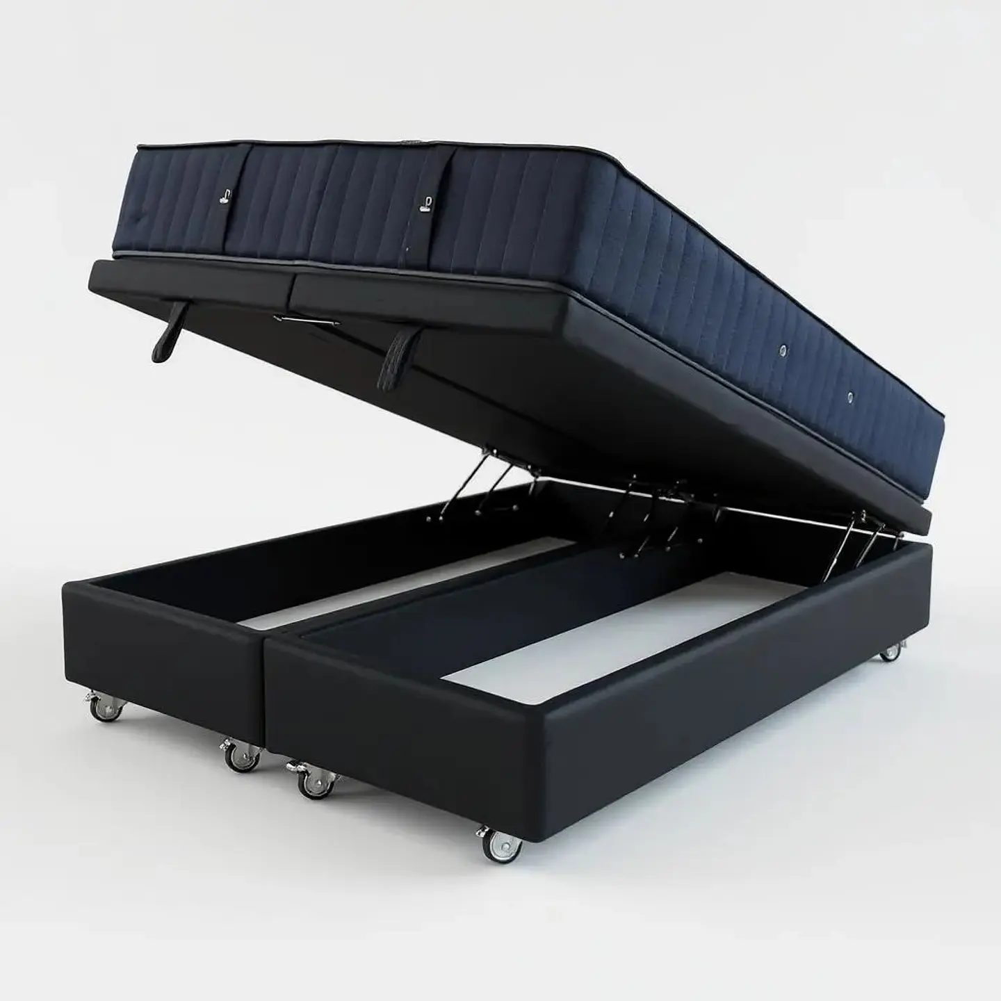 Cama Baul 2 Plazas + Colchon CIC / Con Ruedas (Negro) 8