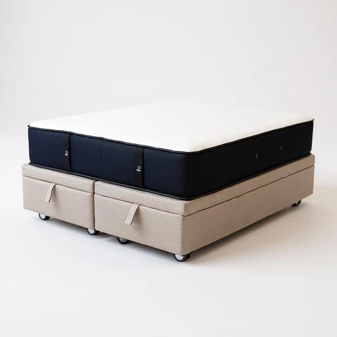 Cama Baul 2 Plazas + Colchon CIC / Con Ruedas (Beige)