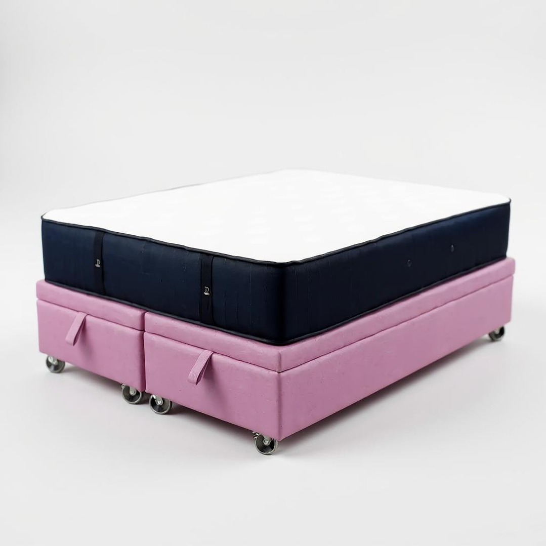 Cama Baul Full Dividida + Colchon CIC / Con Ruedas (Rosa) 4