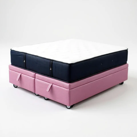 Cama Baul King + Colchon CIC / Con Ruedas (Rosa)