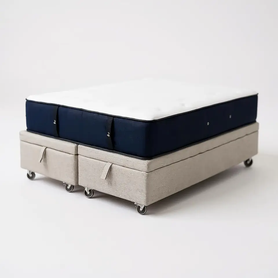 Cama Baul Super King + Colchon CIC / Con Ruedas (Beige) 3