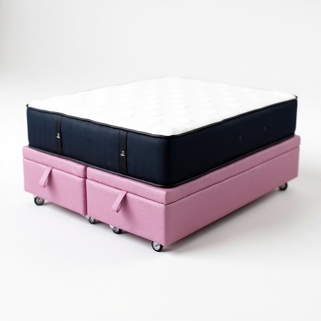 Cama Baul Super King + Colchon CIC / Con Ruedas (Rosa) 5