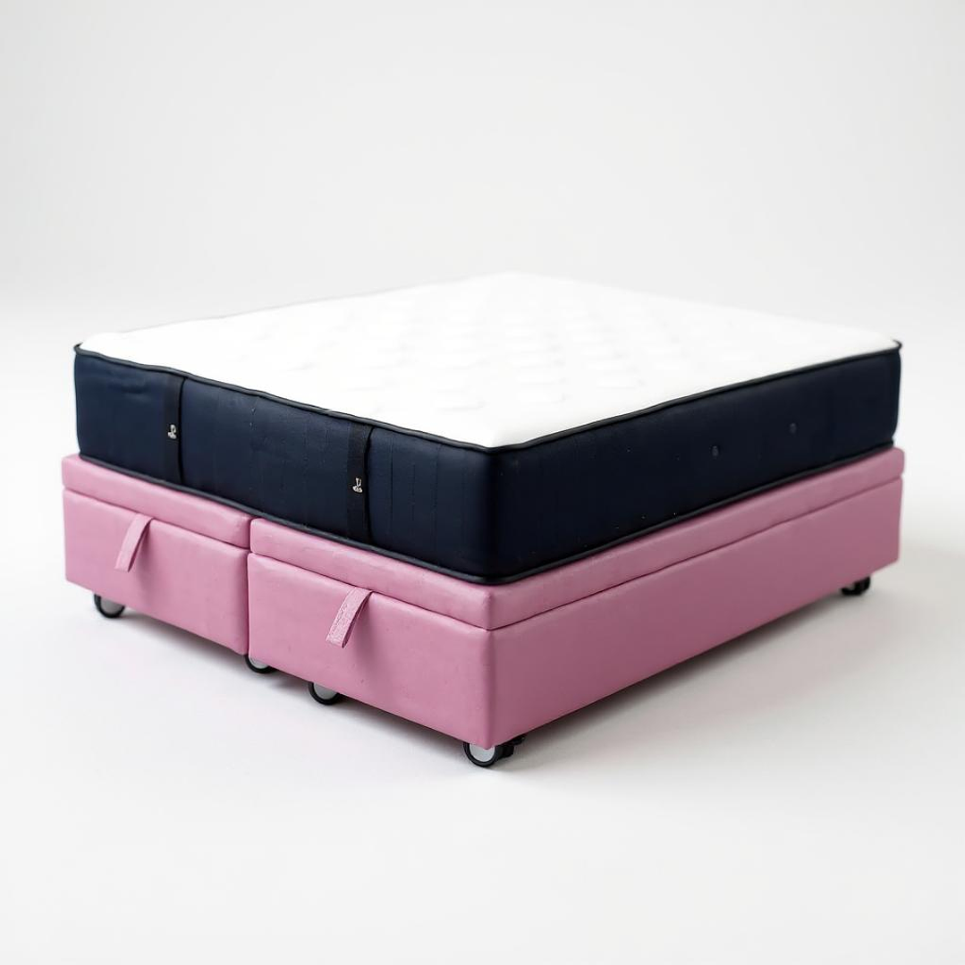 Cama Baul Super King + Colchon CIC / Con Ruedas (Rosa) 1