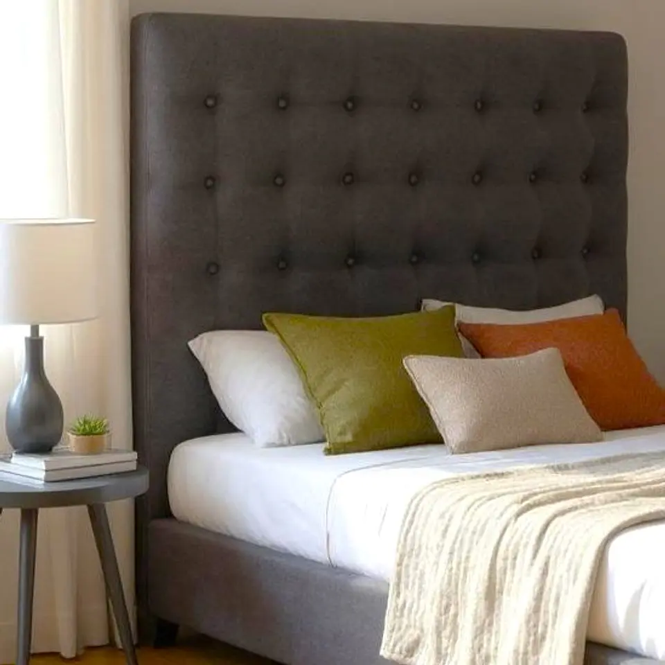 Respaldo De Cama De 1 Plaza - sin retorno / Botonne Basico  (Gris) 1
