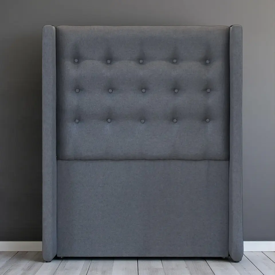 Respaldo De Cama De 1.5 Plaza - Con Retorno / Botonne Basico (Gris) 2