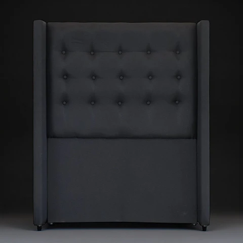 Respaldo De Cama De 1 Plaza - Con Retorno / Botonne Basico (Negro)